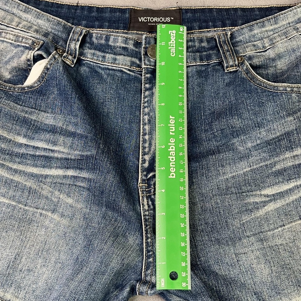 Victorious Moto Zip Panel Jeans‎ Men's 34 Blue Stretch Denim - Picture 9 of 13